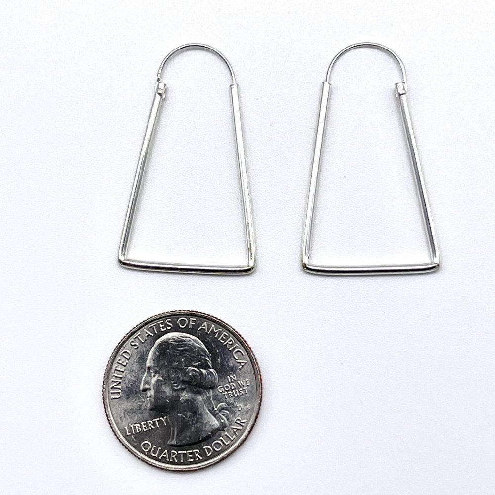 Geometric Rectangular Hoop Sterling Silver Earrin… - image 2